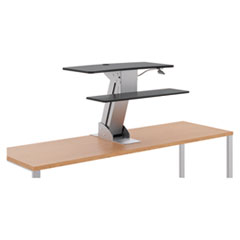 HON® Directional Desktop Sit-to-Stand Riser, 31.5" x 32" x 24", Silver/Black