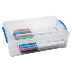 Advantus Super Stacker Large Pencil Box, Plastic, 9 x 5.5 x 2.62, Clear
