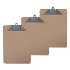 Universal® Hardboard Clipboard, 1" Capacity, 8 1/2 x 11, Brown, 3/Pack
