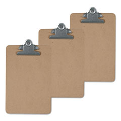 Universal® Hardboard Clipboard, 1" Capacity, Holds 8 1/2 x 14, Brown, 3/Pk