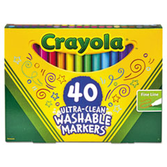 Crayola® Ultra-Clean Washable Markers, Fine Bullet Tip, Assorted Colors, 40/Set
