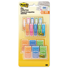Post-it® Flags Combo Pack, 1/2" and 1", Assorted Bright Colors, 320/Pack