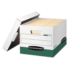 Bankers Box® R-KIVE Heavy-Duty Storage Boxes, Letter/Legal Files, 12.75" x 16.5" x 10.38", White/Green, 12/Carton