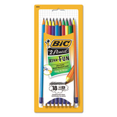 BIC® #2 Pencil Xtra Fun, HB (#2), Black Lead, Assorted Barrel Colors, 18/Pack