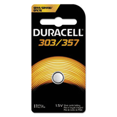 Duracell® Button Cell Silver Oxide Calculator/Watch Battery, 303/357, 1.5V, 6/Box