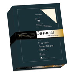 Southworth® 25% Cotton Business Paper, Natural, 24lb, Wove, 8 1/2 x 11, 500 Sheets