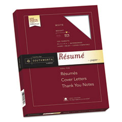 Southworth® 100% Cotton Resume Paper, 95 Bright, 32 lb Bond Weight, 8.5 x 11, White, 100/Pack