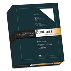Southworth® 100% Cotton Business Paper, 95 Bright, 20 lb Bond Weight, 8.5 x 11, White, 500/Ream