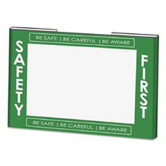NuDell™ Safety First Border Sign Holder, Wall Mount, Top, Green/White/Clear, 11 x 8 1/2