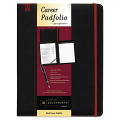 Southworth® Career Pad Folio, 10 1/4 x 13 x 3/4, Leatherette, Black
