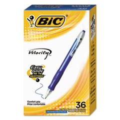 BIC® Velocity Easy Glide Ballpoint Pen Value Pack, Retractable, Medium 1 mm, Blue Ink, Translucent Blue Barrel, 36/Pack