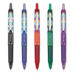 Pilot® Precise V5RT Deco Collection Roller Ball Pen, Retractable, Extra-Fine 0.5 mm, Assorted Peacock Ink and Barrel Colors, 5/Pack