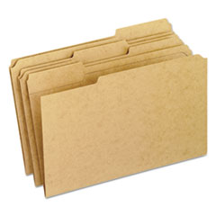 Dark Kraft File Folders with Double-Ply Top, 1/3-Cut Tabs: Assorted, Legal Size, 0.75" Expansion, Brown, 100/Box