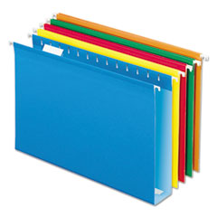 Pendaflex® Extra Capacity Reinforced Hanging File Folders with Box Bottom, 2" Capacity, Legal Size, 1/5-Cut Tabs, Assorted Colors,25/BX
