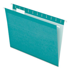 Pendaflex® Colored Reinforced Hanging Folders, Letter Size, 1/5-Cut Tabs, Aqua, 25/Box
