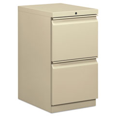 HON® Mobile Pedestals, Left or Right, 2 Legal/Letter-Size File Drawers, Putty, 15" x 20" x 28"