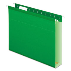 Pendaflex® Extra Capacity Reinforced Hanging File Folders with Box Bottom, 2" Capacity, Letter Size, 1/5-Cut Tabs, Bright Green, 25/Box