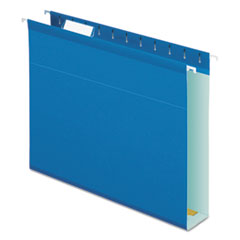 Pendaflex® Extra Capacity Reinforced Hanging File Folders with Box Bottom, 2" Capacity, Letter Size, 1/5-Cut Tabs, Blue, 25/Box