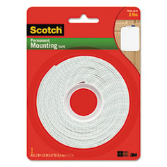 Scotch® Permanent High-Density Foam Mounting Tape, 1" Wide x 125" Long