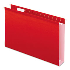 Pendaflex® Extra Capacity Reinforced Hanging File Folders with Box Bottom, 2" Capacity, Legal Size, 1/5-Cut Tabs, Red, 25/Box
