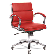 Alera® Alera Neratoli Low-Back Slim Profile Chair, Red Soft Leather, Chrome Frame