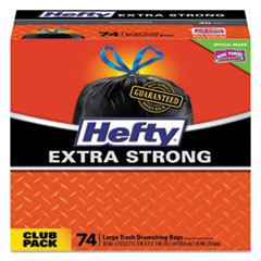 Hefty® Ultra Strong Tall Kitchen & Trash Bags, 30gal, 1.1 Mil, Black, 74/Box