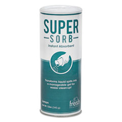 Fresh Products Super-Sorb Liquid Spill Absorbent, Powder, Lemon-Scent, 12 oz. Shaker Can, 6/Box