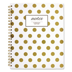 Cambridge® Gold Dots Hardcover Notebook, 1 Subject, Wide/Legal Rule, White/Gold Cover, 11 x 8.88, 80 Sheets