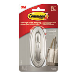 Command™ Decorative Hooks, Traditional, Large, 1 Hook and 2 Strips/Pack