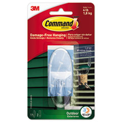 Command™ All Weather Hooks and Strips, Plastic, Large, 1 Hooks and 2 Strips/Pack