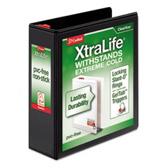 Cardinal® XtraLife ClearVue Non-Stick Locking Slant-D Ring Binder, 3 Rings, 3" Capacity, 11 x 8.5, Black