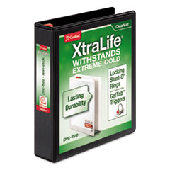 Cardinal® XtraLife ClearVue Non-Stick Locking Slant-D Ring Binder, 3 Rings, 1.5" Capacity, 11 x 8.5, Black