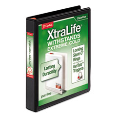 Cardinal® XtraLife ClearVue Non-Stick Locking Slant-D Ring Binder, 3 Rings, 1" Capacity, 11 x 8.5, Black