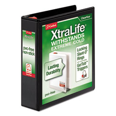 Cardinal® XtraLife ClearVue Non-Stick Locking Slant-D Ring Binder, 3 Rings, 2" Capacity, 11 x 8.5, Black