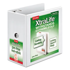 Cardinal® XtraLife ClearVue Non-Stick Locking Slant-D Ring Binder, 3 Rings, 6" Capacity, 11 x 8.5, White