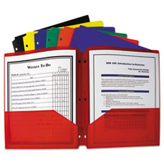 C-Line® Two-Pocket Heavyweight Poly Portfolio Folder, 3-Hole Punch, 11 x 8.5, Randomly Assorted Colors