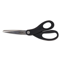 Universal® Stainless Steel Office Scissors, 8" Long, Straight Handle, Black