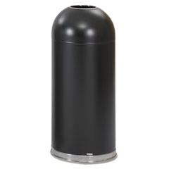 Safco® Open-Top Dome Receptacle, Round, Steel, 15 gal, Black