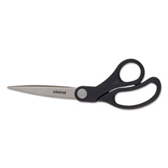 Universal® Stainless Steel Office Scissors, 8" Long, Bent Handle, Black
