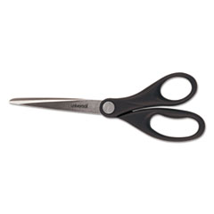 Universal® Stainless Steel Office Scissors, 7" Long, Straight Handle, Black