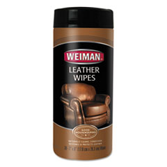 WEIMAN® Leather Wipes, 7 x 8, 30/Canister