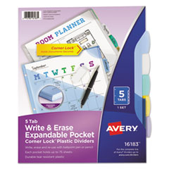 6 Sets 23076 Avery 5-Tab Binder Dividers Write & Erase Multicolor Big Tabs 