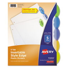 Avery® Insertable Style Edge Tab Plastic Dividers, 5-Tab, 11 x 8.5, Translucent, 1 Set