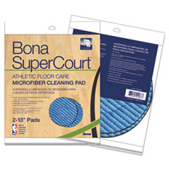 Bona® SuperCourt Athletic Floorcare Microfiber Cleaning Pad, 13" Dia, Lt/Dk Blue,2/Pk