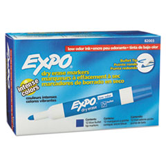EXPO® Low Odor Dry Erase Marker, Bullet Tip, Blue, Dozen