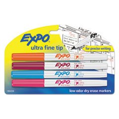 EXPO® Low-Odor Dry-Erase Marker, Extra-Fine Bullet Tip, Assorted Colors, 4/Set