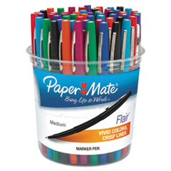 Paper Mate® Point Guard Flair Felt Tip Porous Point Pen, Stick, Bold 1.4 mm, Assorted Ink and Barrel Colors, 48/Pack