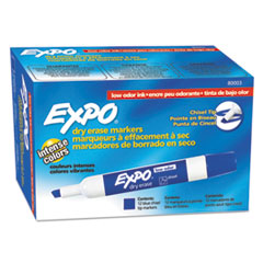 EXPO® Low Odor Dry Erase Marker, Chisel Tip, Blue, Dozen