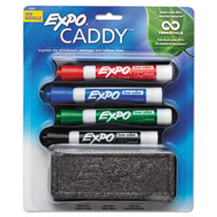 EXPO® Mountable Whiteboard Caddy, With 4 Markers/Eraser, Set
