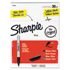 Sharpie® Fine Tip Permanent Marker Value Pack, Fine Bullet Tip, Assorted Colors, 36/Pack